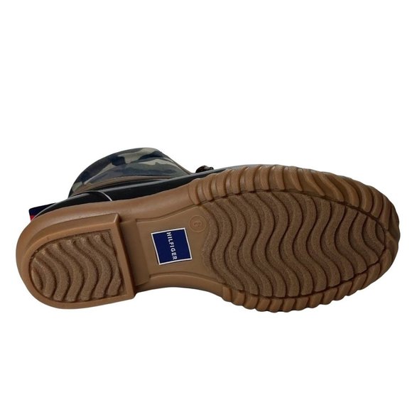 TOMMY HILFIGER Boot camouflage Harvet Brown Rain boots 6M women - Picture 8 of 11